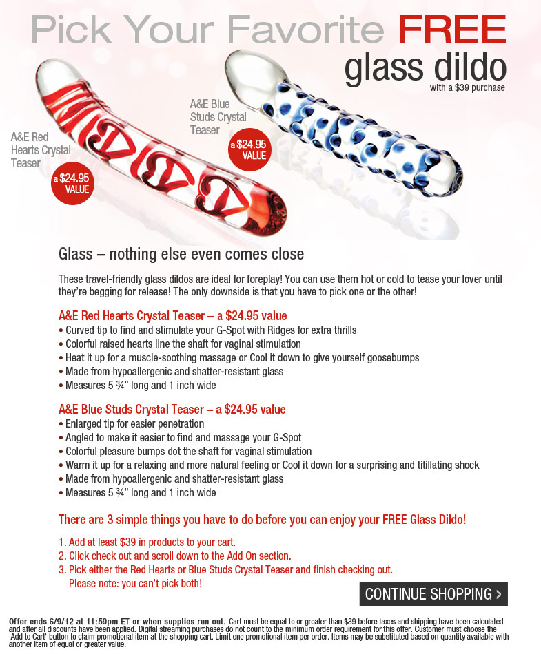 Pick Your FREE Glass Dildo