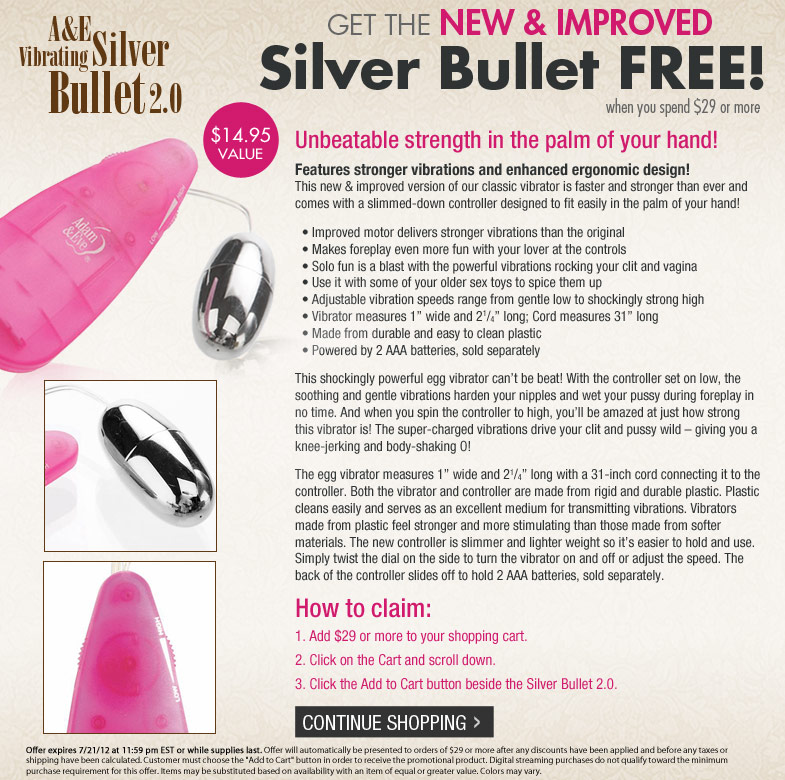 FREE A&E Vibrating Silver Bullet 2.0