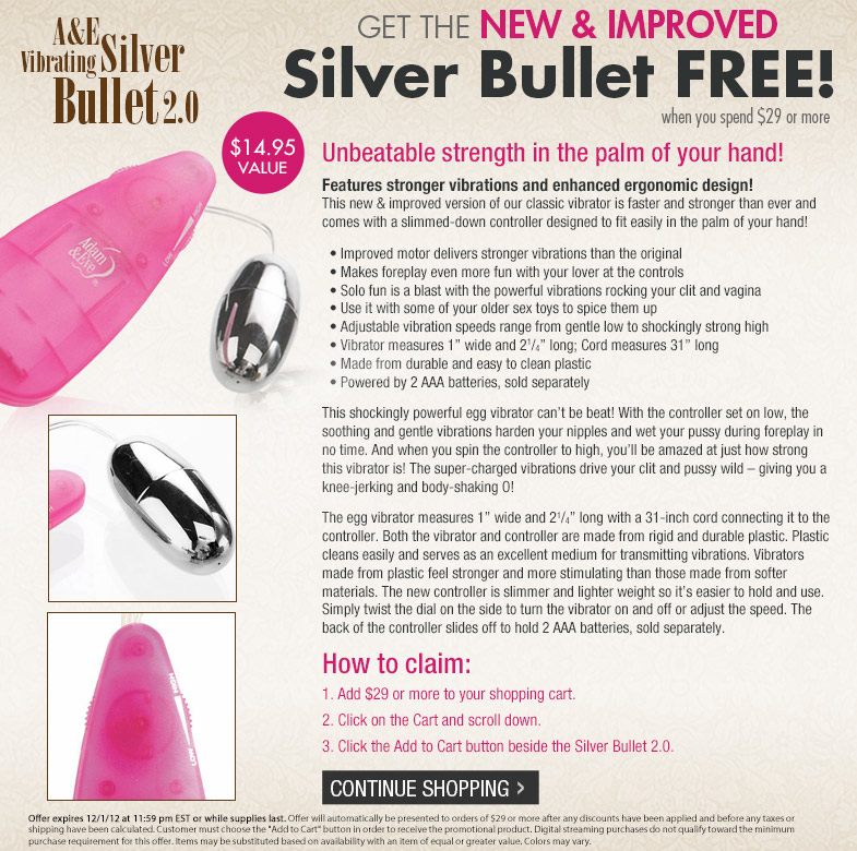 FREE A&E Vibrating Silver Bullet 2.0