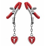 Crimson Tied Heart Padlock Nipple Clamps