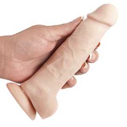 person holding Adam's True Feel Dildo, a realistic dildo