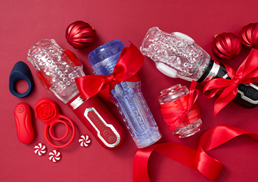 grouping of products on red background