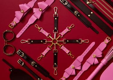 grouping of products on red background