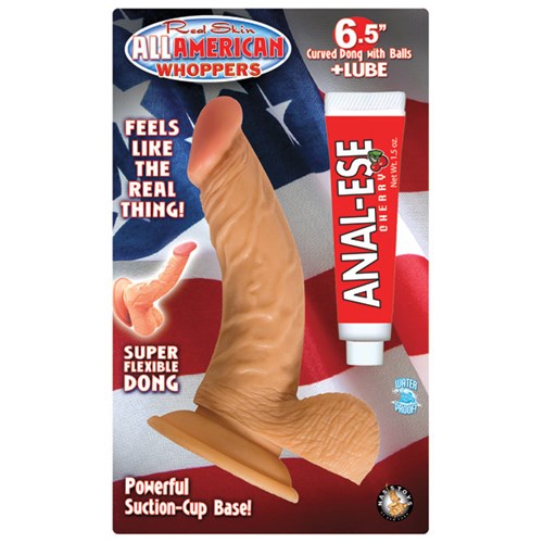 All American Whopper 6.5 Inch Curved Dong With Anal-Ese Lube