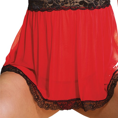 Red Hot Peek A Boo Babydoll front bottom