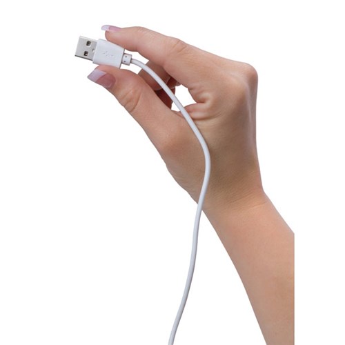 Screaming O Replacement USB Charging Cable hand holding USB port end
