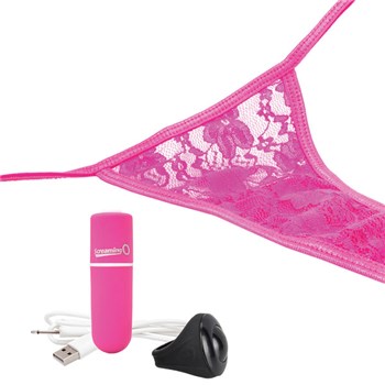 My Secret Charged Remote Control Panty Pink with bullet, charger, and ring