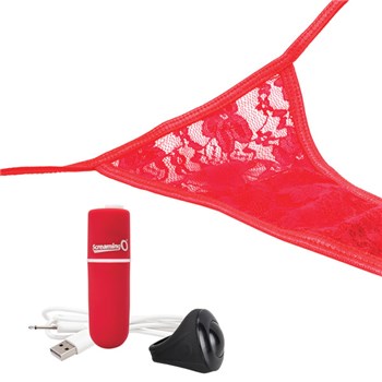 My Secret Charged Remote Control Panty red showing with bullet , charger, and ring