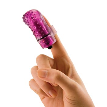 Fingo Nubby Finger Vibrator being worn on finger