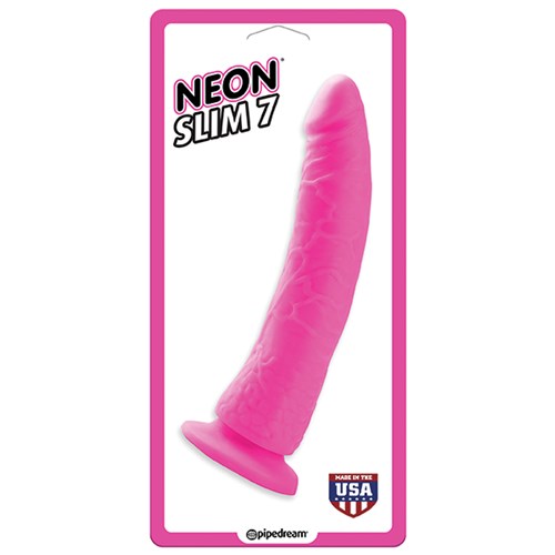 Neon Slim 7 Realistic Dildo pink box