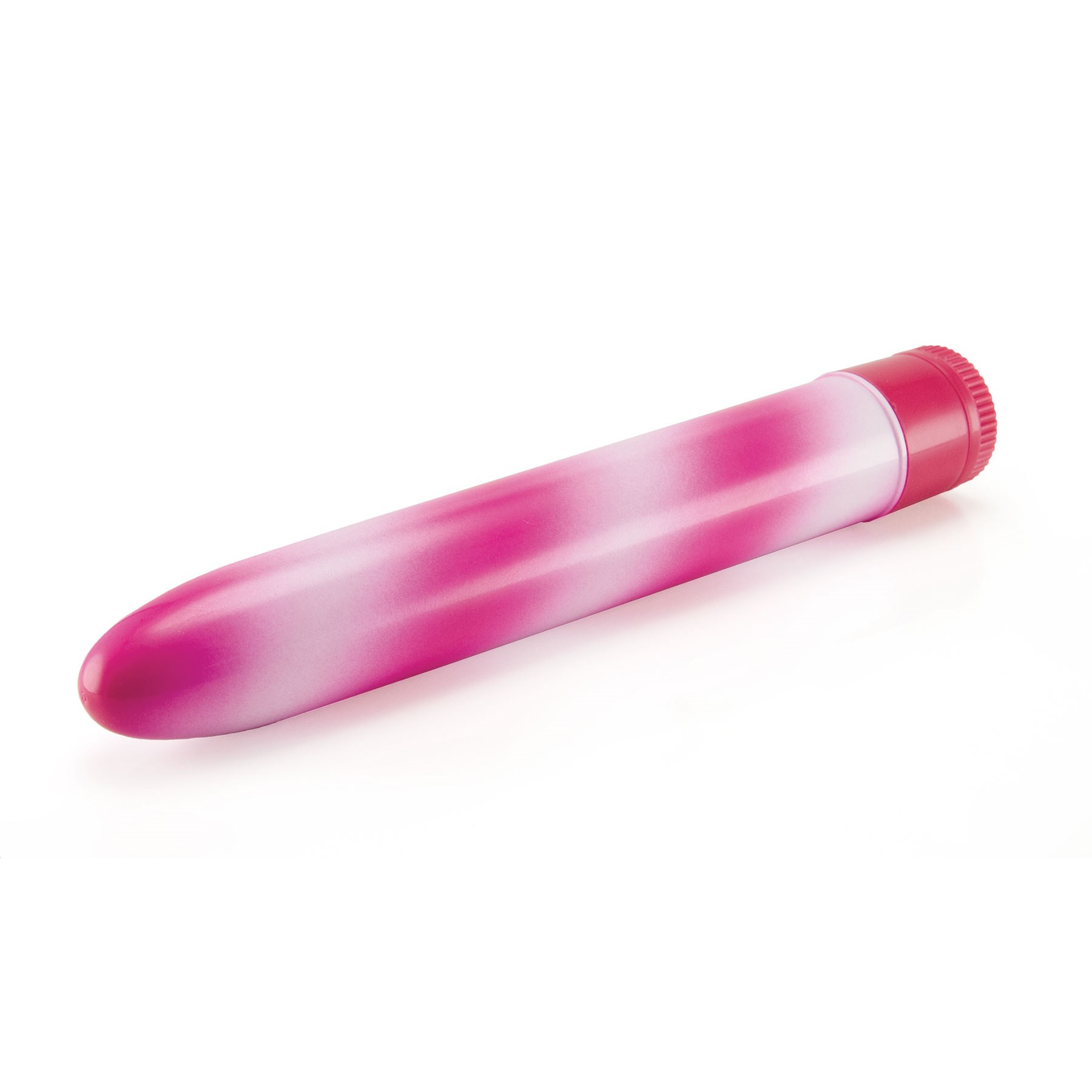 Candy Cane Waterproof Vibrator laying on table