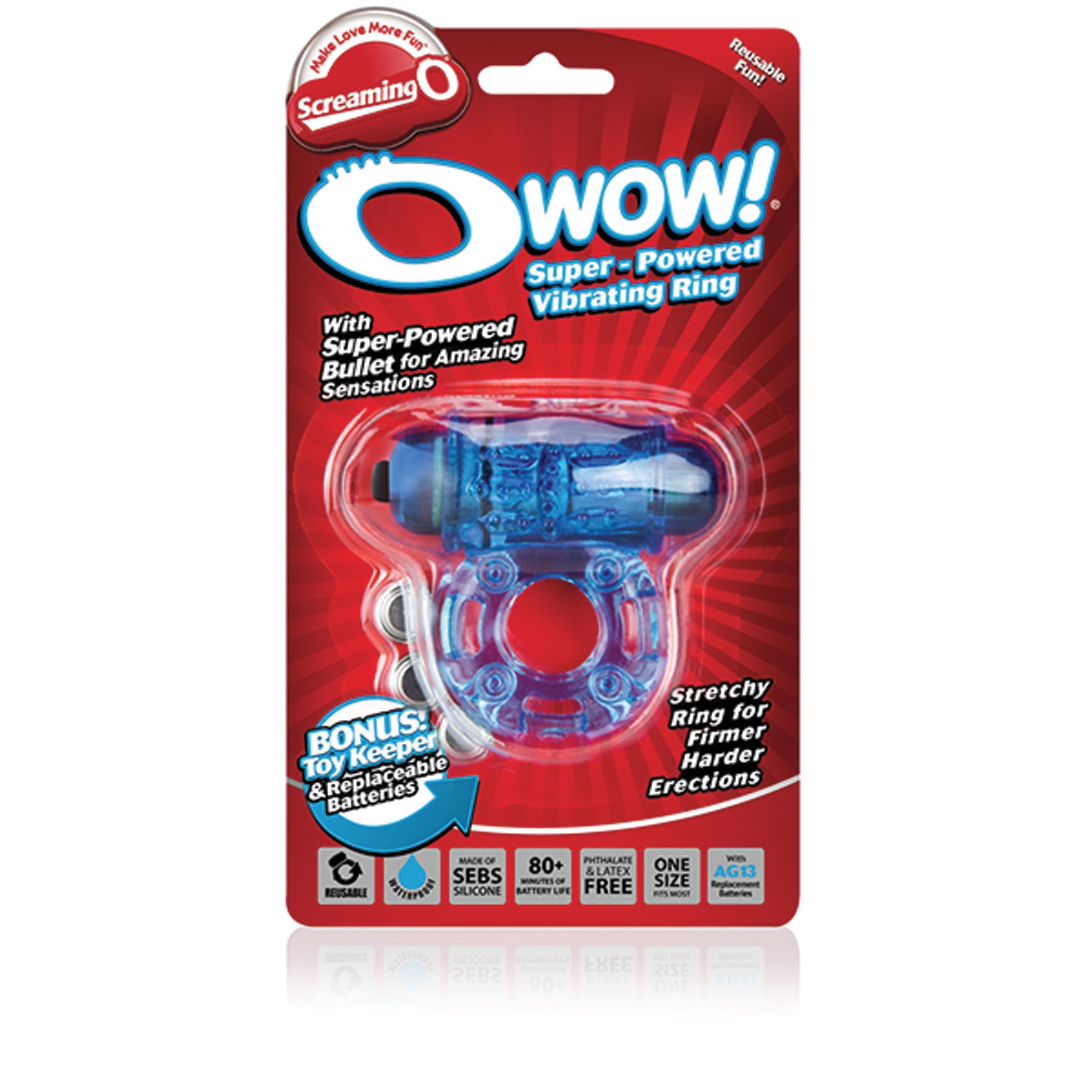 O Wow Vibrating Ring blue packaging