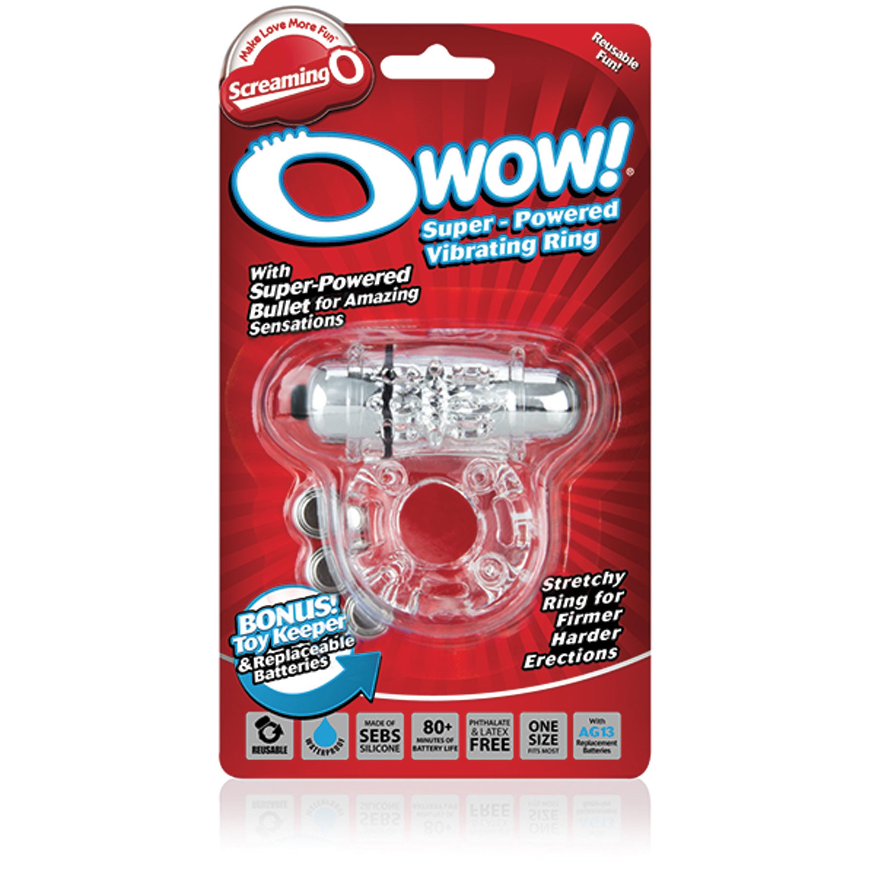O Wow Vibrating Ring clear packaging