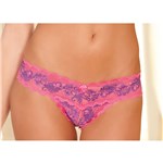 Crotchless Lace V-Thong fuchsia front