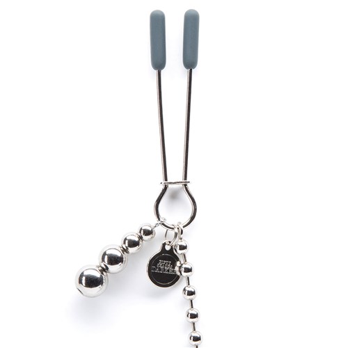 Fifty Shades Darker Beaded Chain Nipple Clamps close up of single clamp