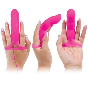 A&E G-Spot Touch Finger Vibe differnet views when worn