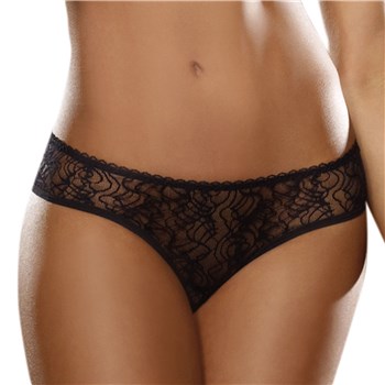 Irresistable Crotchless Lace Panty black front
