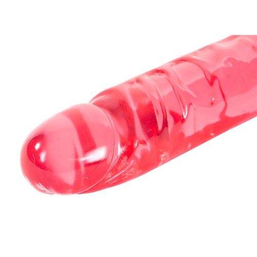 Super Jelly Realistic Double Dildo pink close up of one end