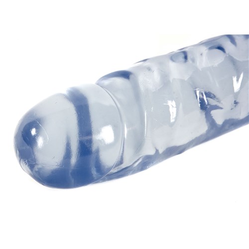 Super Jelly Realistic Double Dildo clear close up of one end