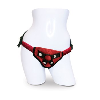 Sportsheets Red Lace Corsette Strap-On Harness front