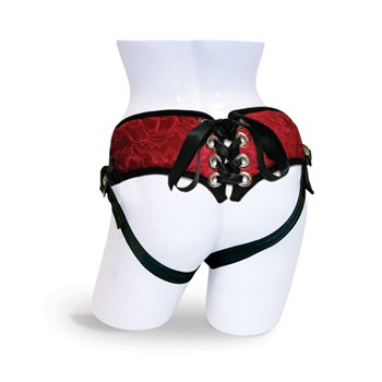 Sportsheets Red Lace Corsette Strap-On Harness back