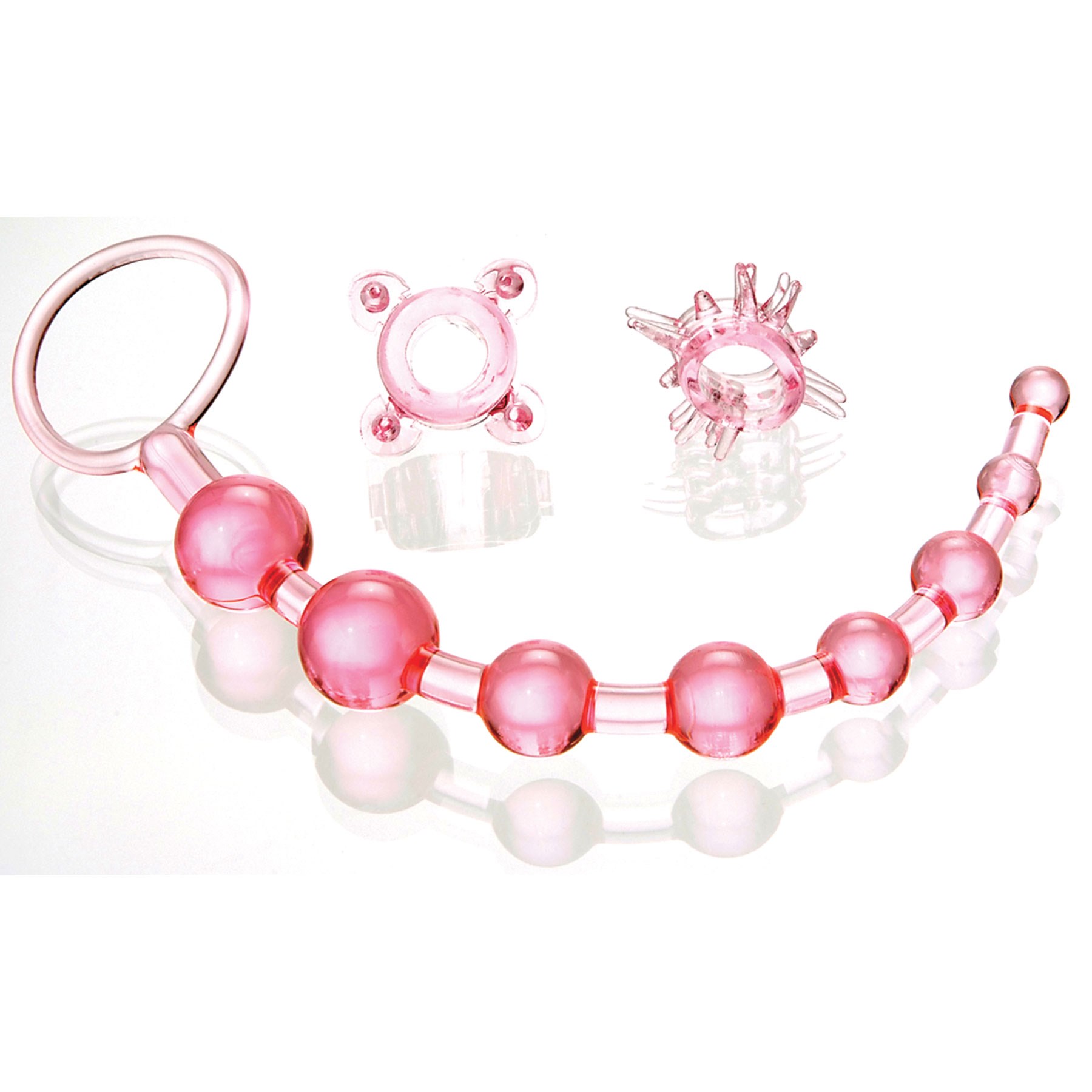 The Lover's Kit anal beads and 2 penis rings