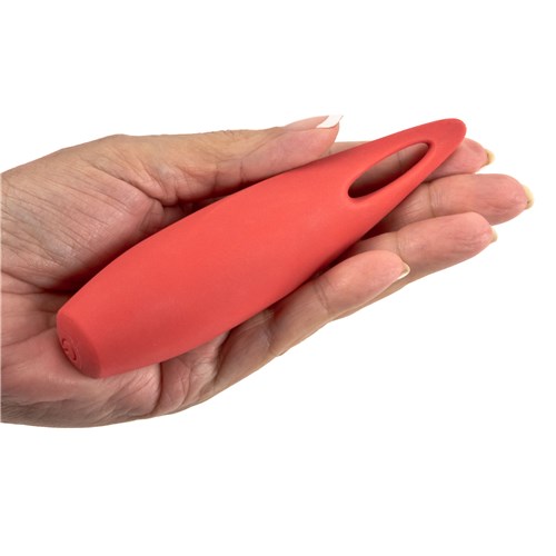 Red Hot Spark Clitoral Vibe hand holding vibe