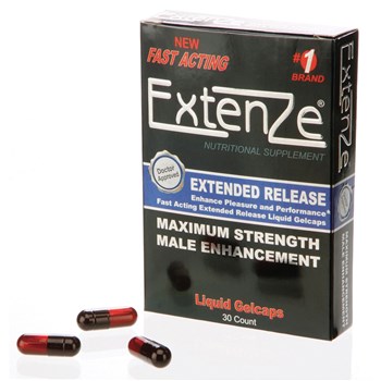 Extenze Fast Acting Liquid Gelcaps with 3 pills shown