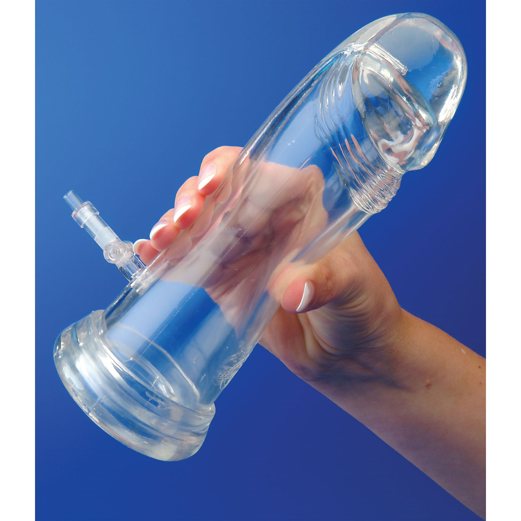P3 Pliable Penis Pump hand holding for scale