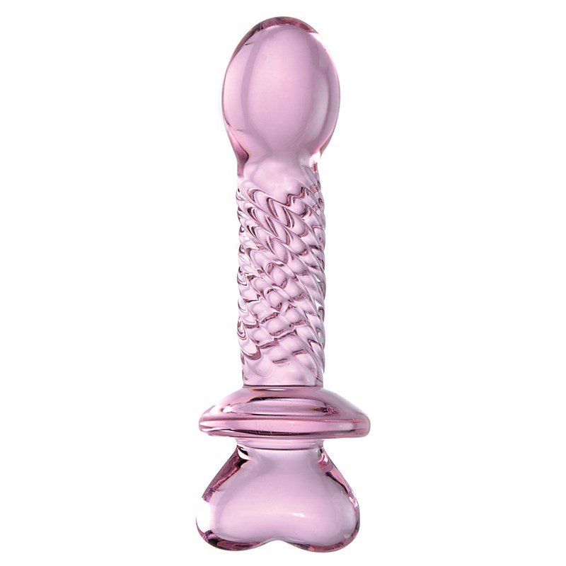 Icicles Pink Heart Swirled Glass Dildo