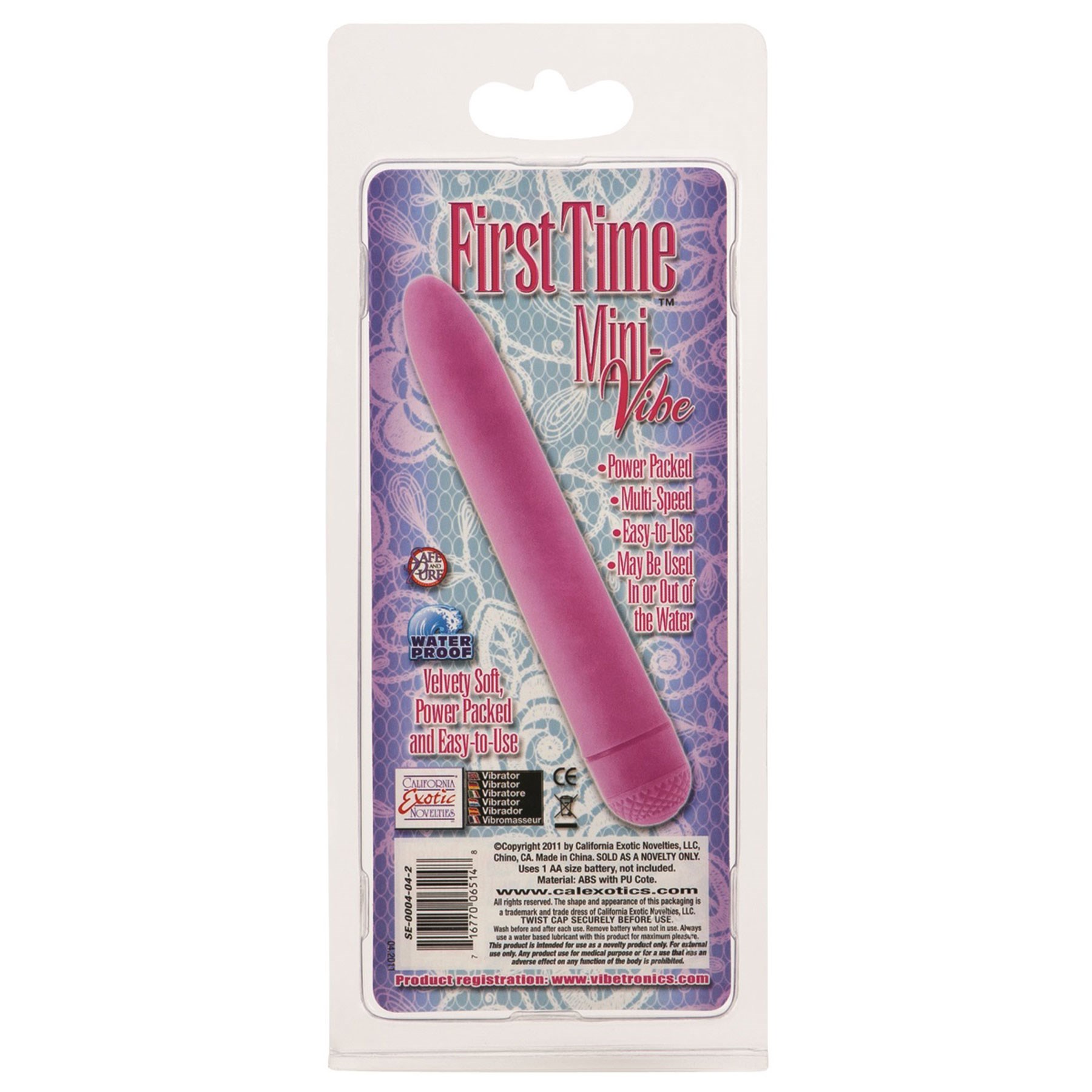 First Time Mini Vibrator back package