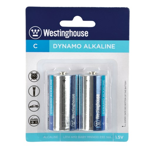 Westinghouse C Cell Batteries (2 pack) in package