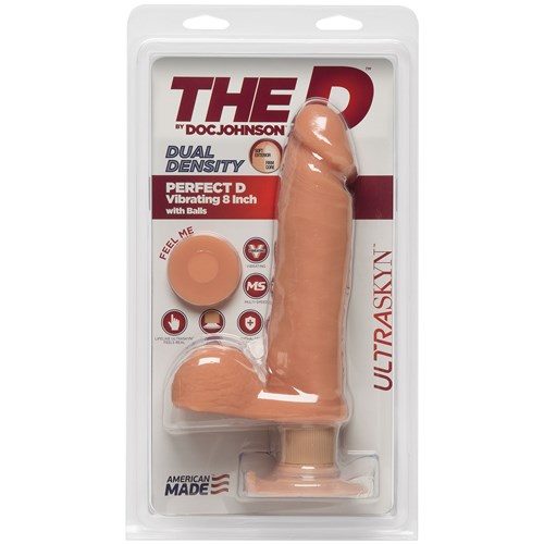 The D-Perfect D Ultraskyn Vibrating 8 Inch Dildo w/ Balls packaging