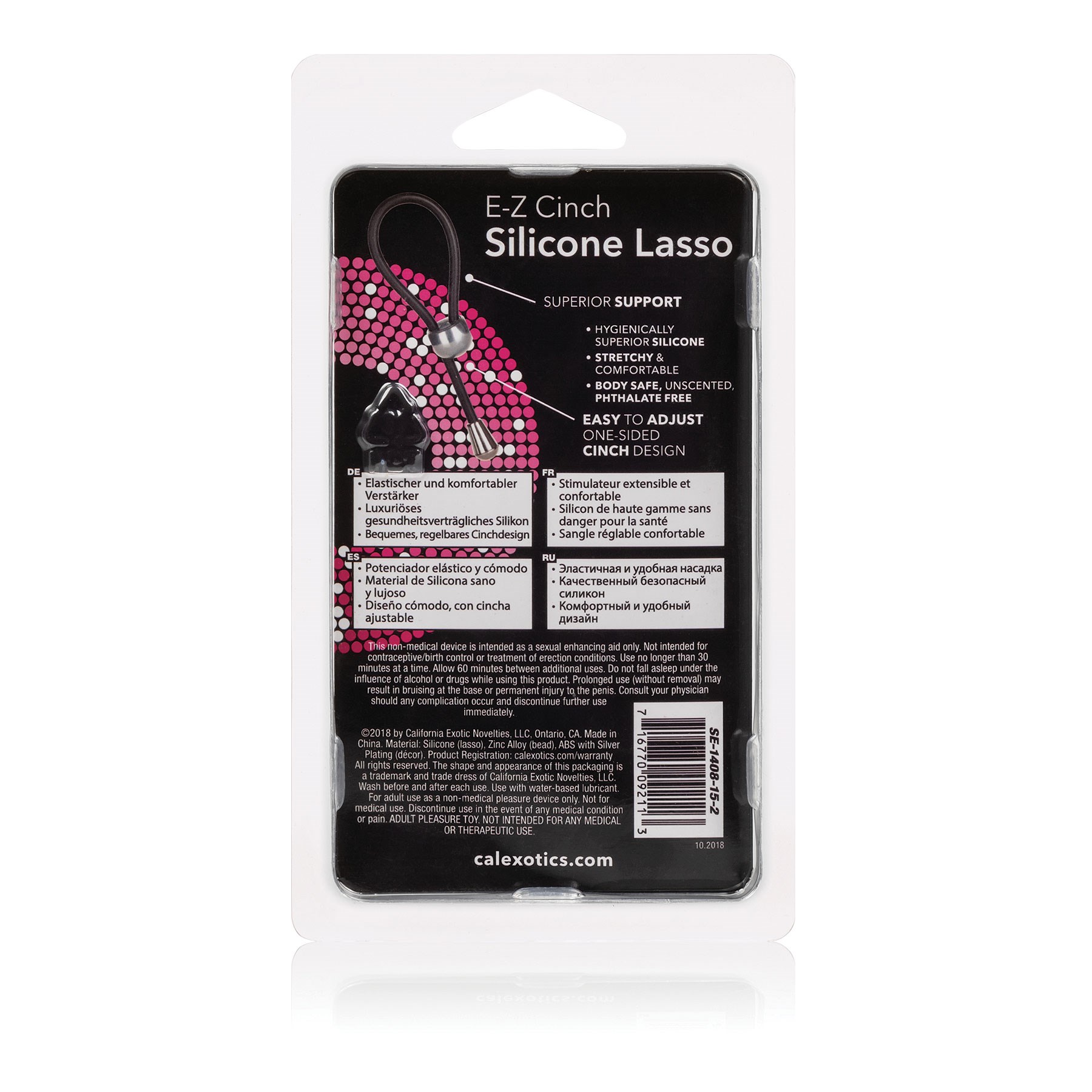 E-Z Cinch Silicone Lasso back of package