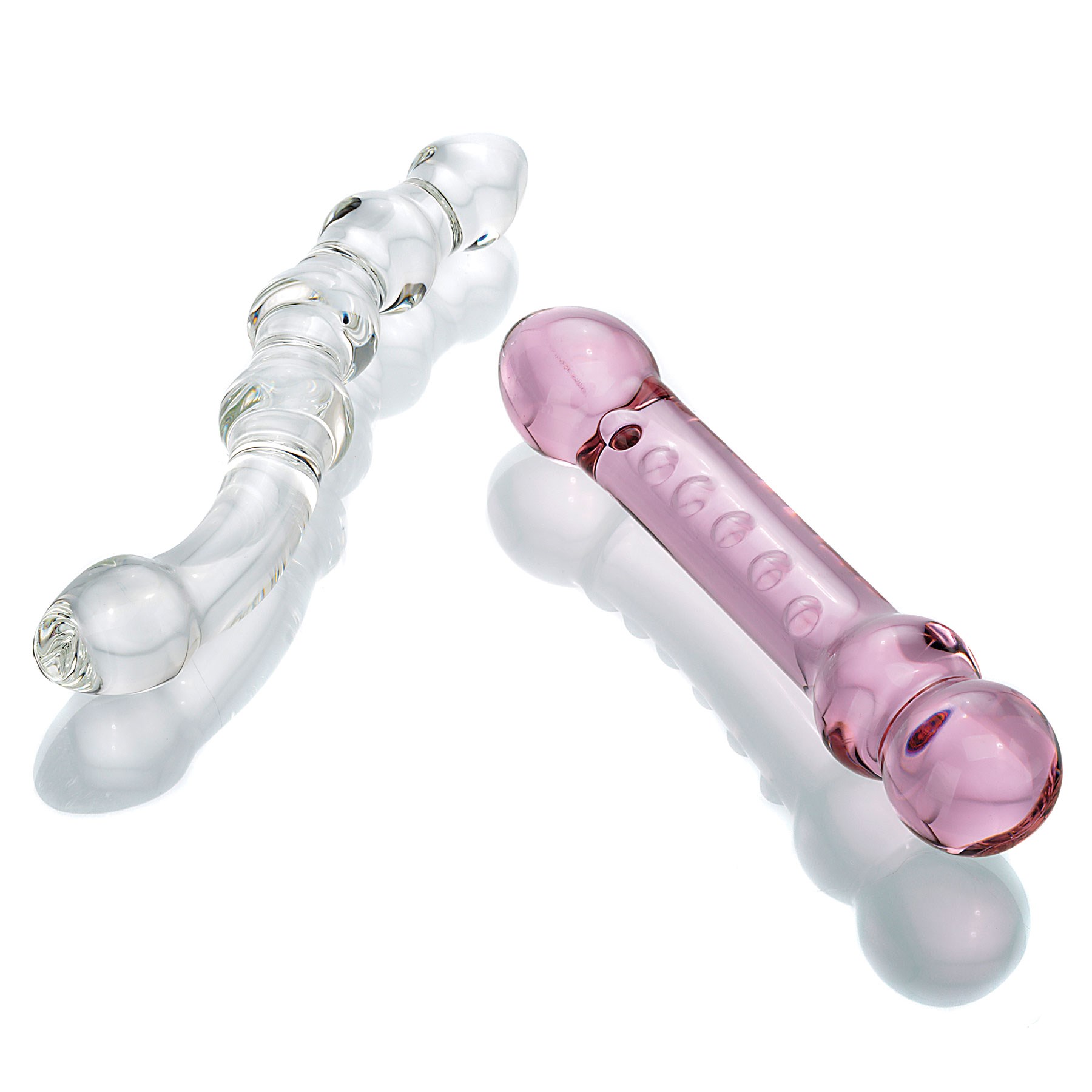 Glas 2 Piece Glass Dildo Pleasure Set pink and clear
