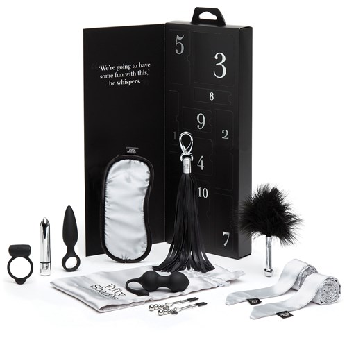 Fifty Shades Of Grey Pleasure Overload 10 Days Of Play Couples Gift Set all components