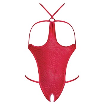 Hypnotic Swirl Cupless & Crotchless Teddy red front