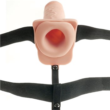 7" Hollow Rechargeable Strap-On With Balls entry end