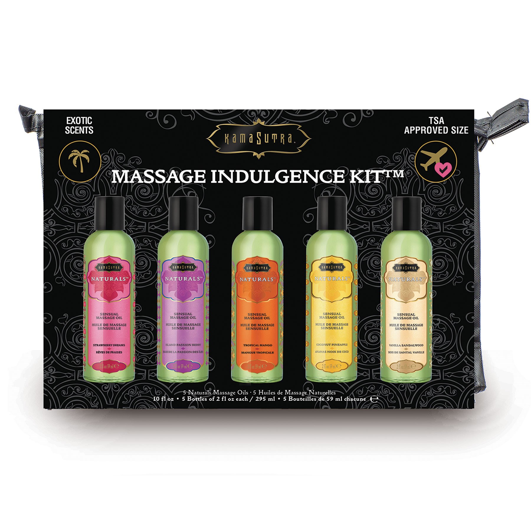 Kama Sutra Massage Indulgence in box packaging on table