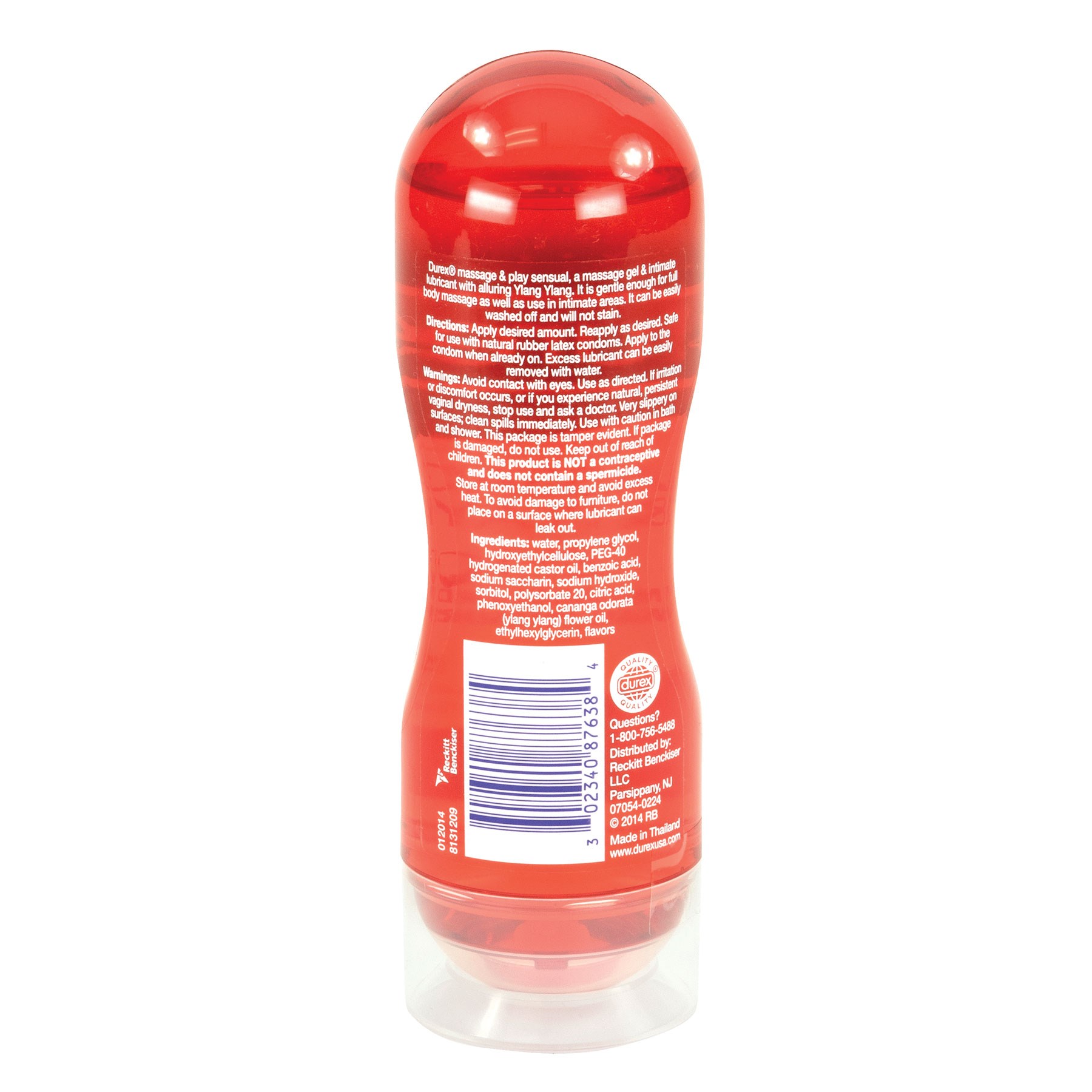 Durex Sensual 2-In-1 Lubricant back of bottle