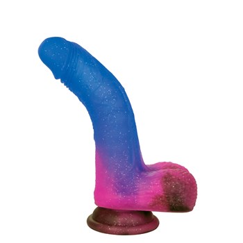 Ombre Hombre Vibrating Dildo standing upright with dildo bent to the left
