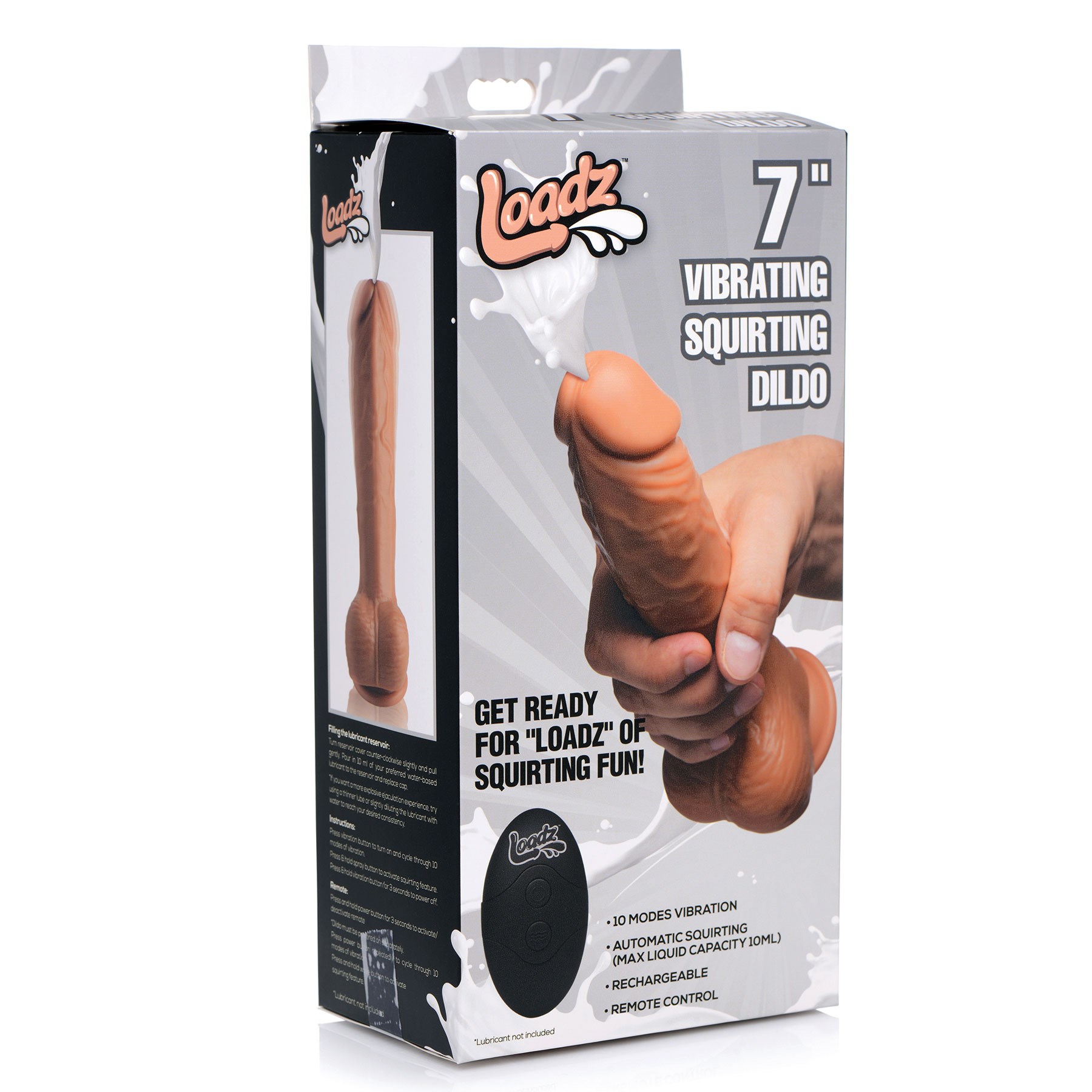 Loadz Vibrating Squirting Dildo brown version front of box