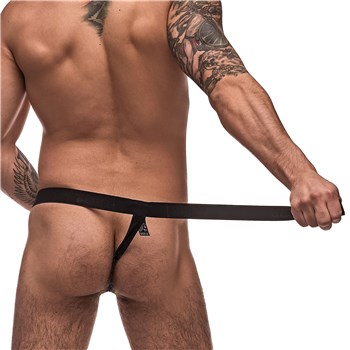 Grip And Rip Thong black back view on model