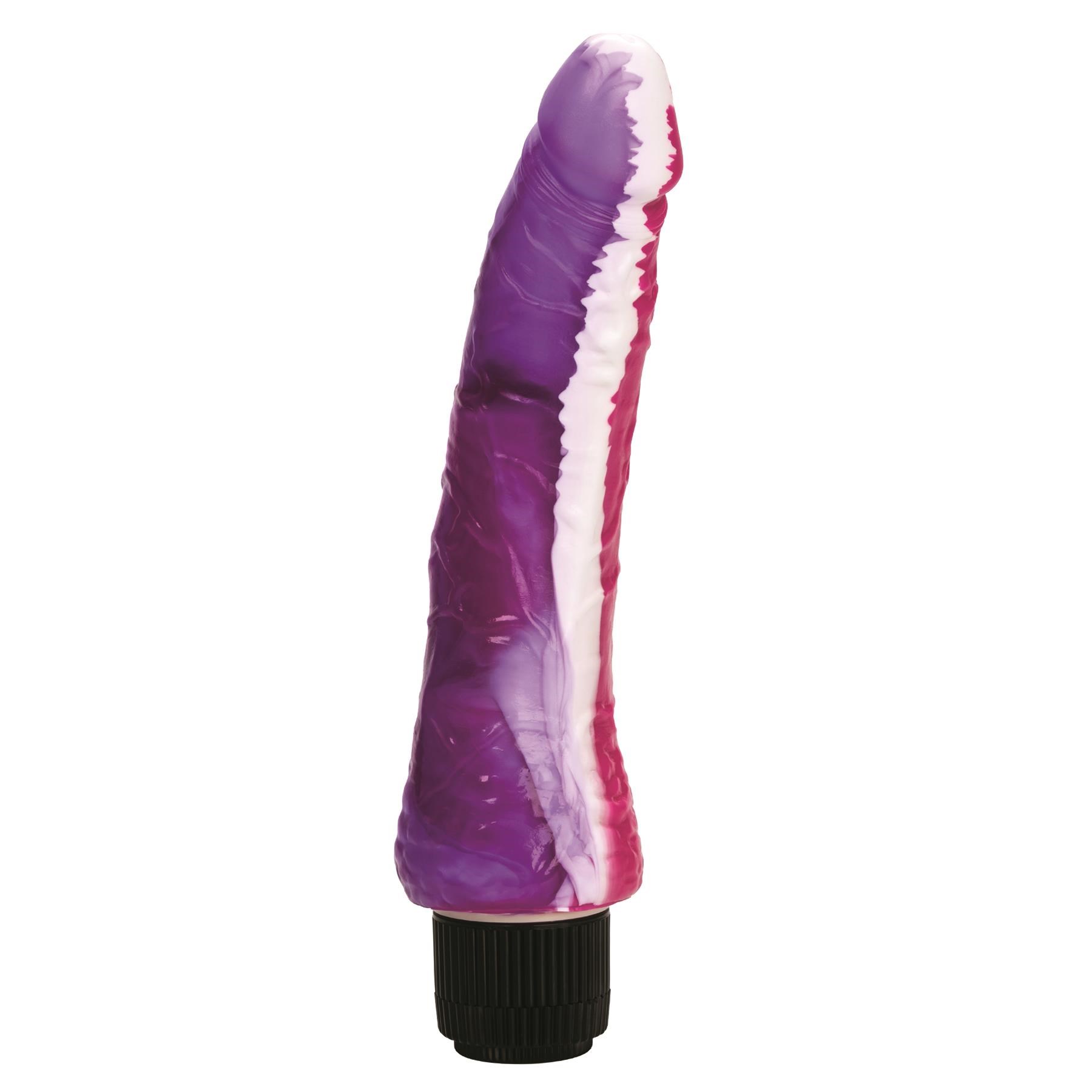 Funky Jelly Curved Vibrating Dildo Upright to Right