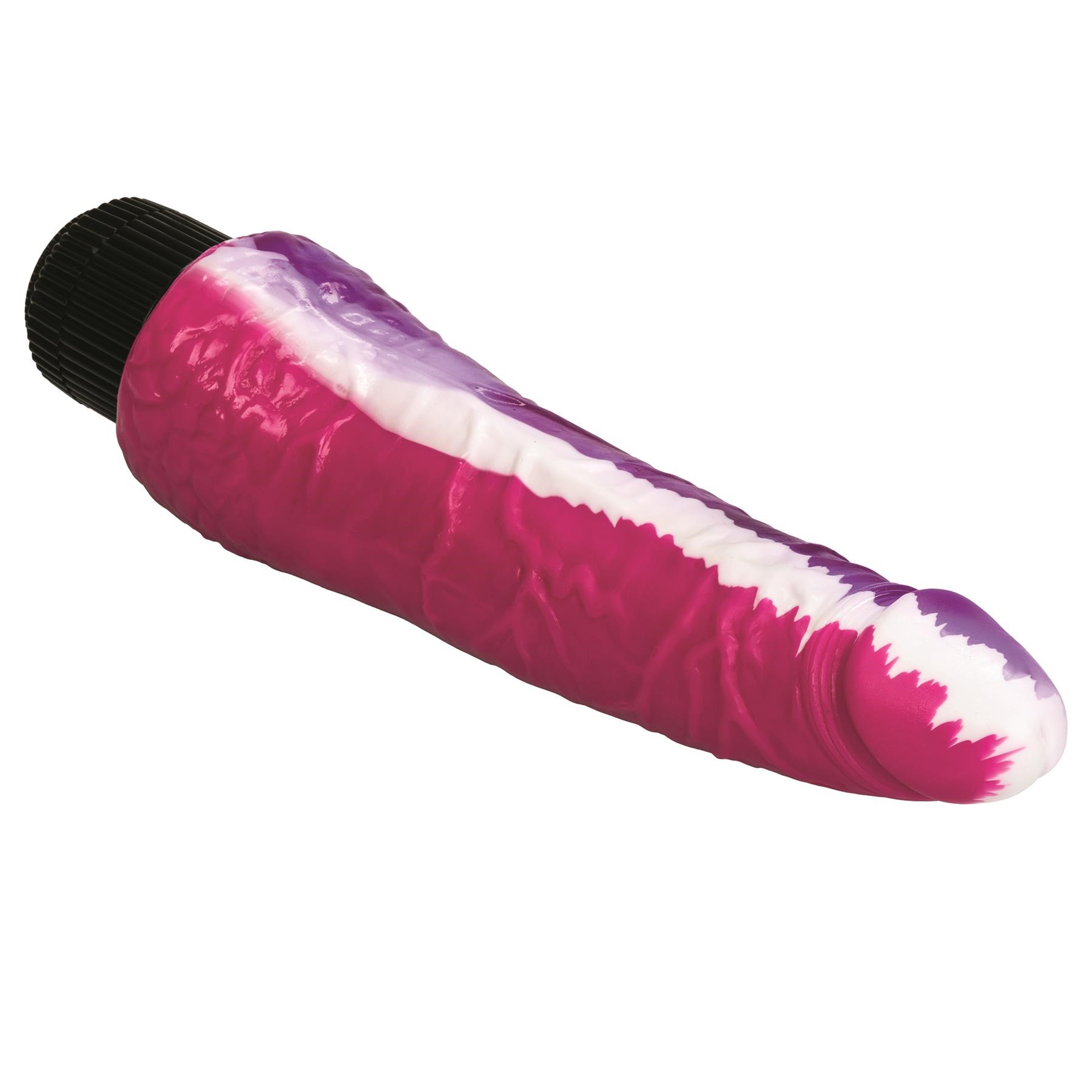 Funky Jelly Curved Vibrating Dildo Laying Down 1