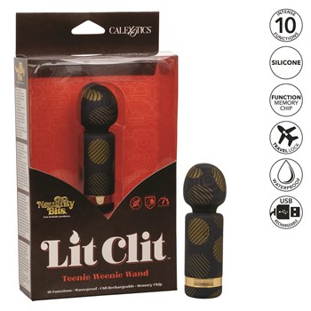 Naughty Bits Lit Clit Teenie Weenie Wand Package, Product, and Features