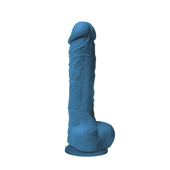 Colours 5 Inch Silicone Realistic Dildo Upright Product Shot - Blue