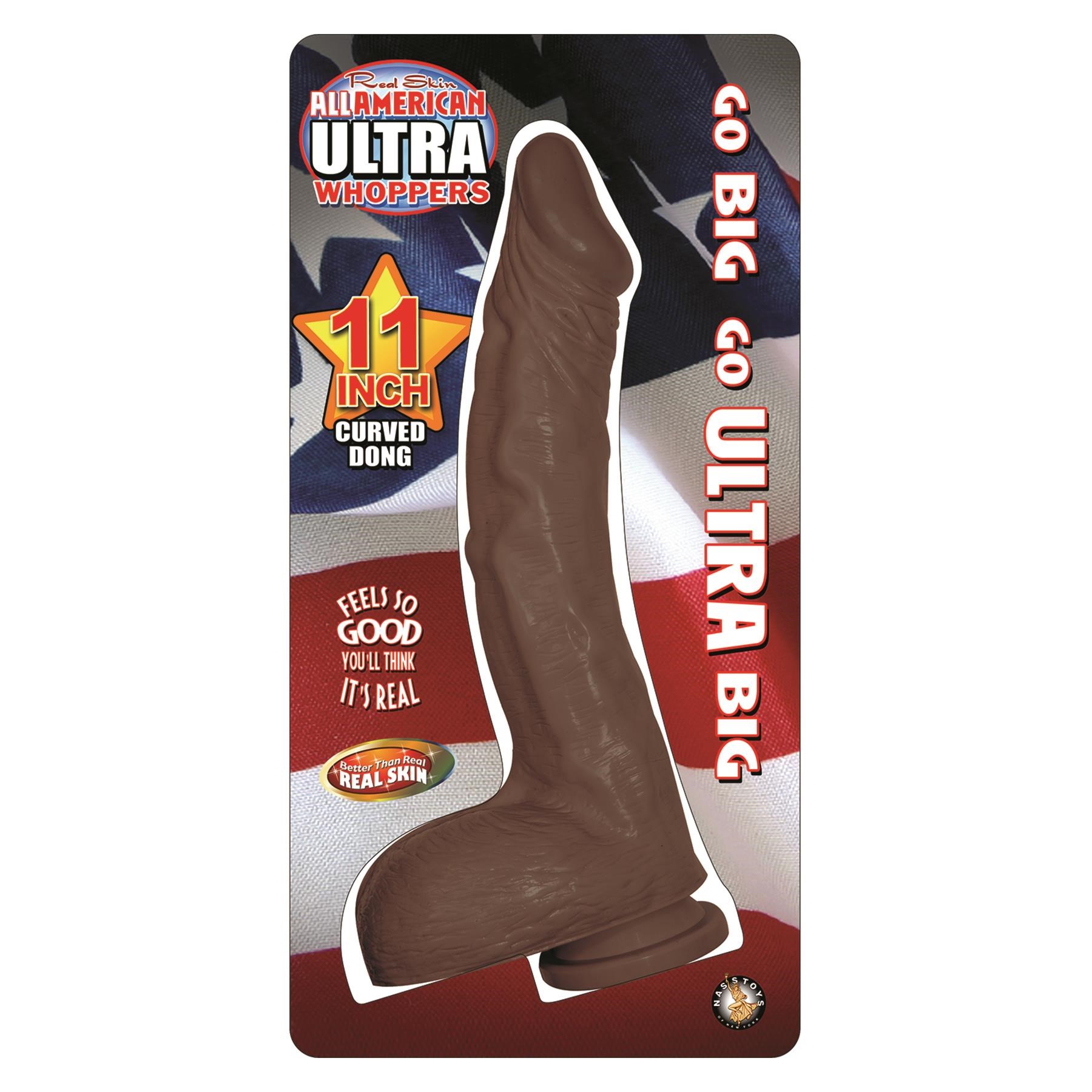 All American Ultra Whopper 11 Inch Curved Dong Package Shot - Brown