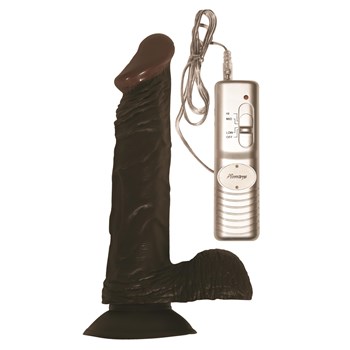 All American Whopper 8 Inch Vibrating Dong Upright Product Shot with Controller - Brown