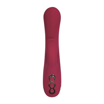 Red Dream Dual Motor Massager Upright Product Shot with Clitoral Stimulator to the Front